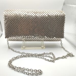 Jessica McClintock Silver Mesh Clutch with Chain Strap